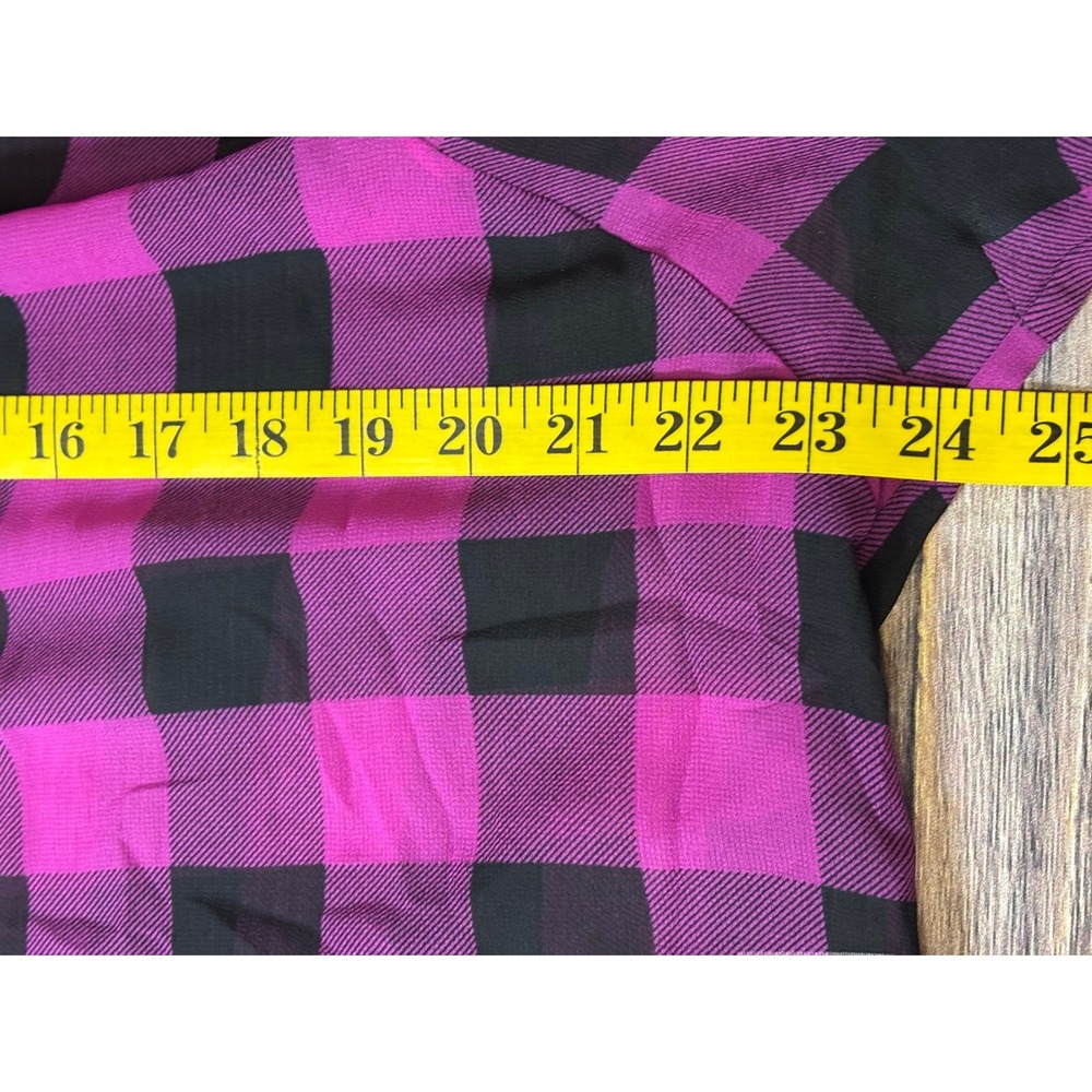 Lane Bryant Shirt Womens 14/16 Purple Black Buffalo Plaid Long Sleeve Button Up - Picture 6 of 13